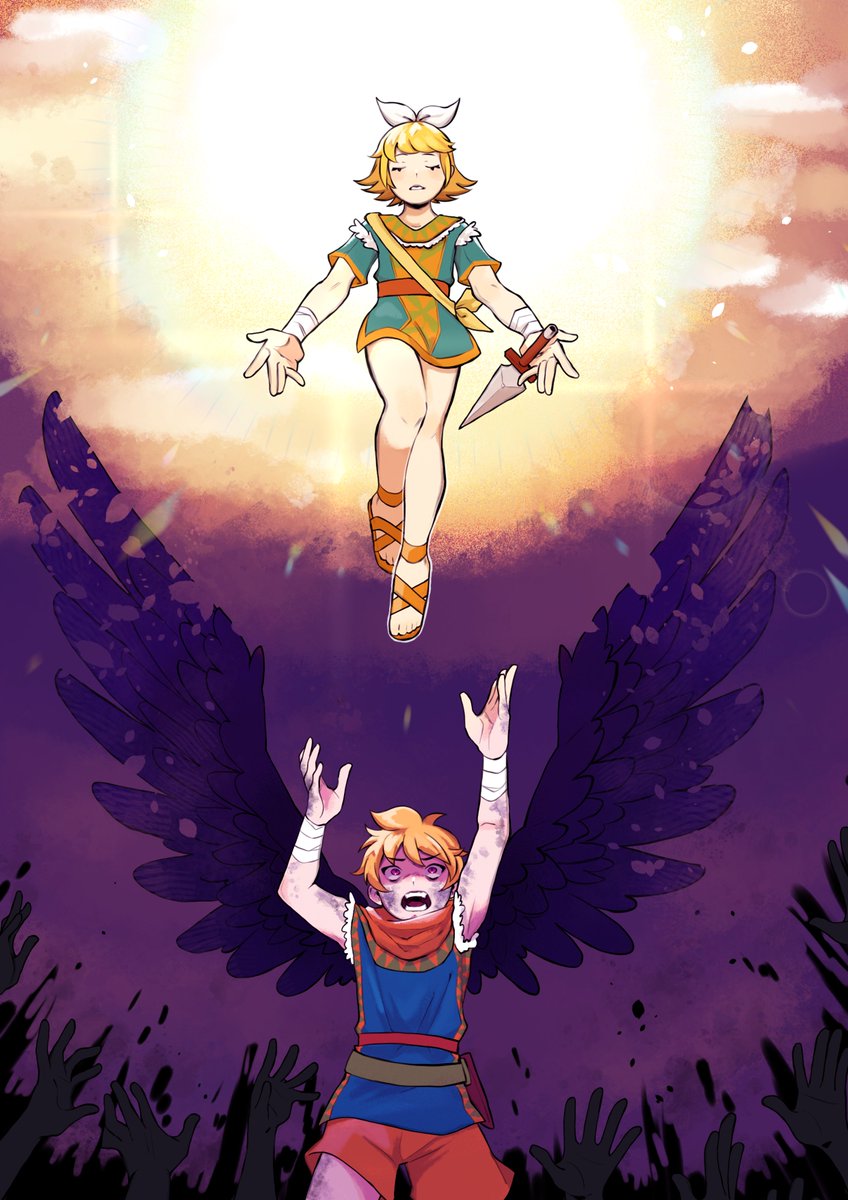 i can finally share my piece for <a href="/reechoes_zine/">re//echøes: A Kagamine Fanzine</a> ! i had the pleasure of making a piece based off the song Soleil! really happy with how it came out :)