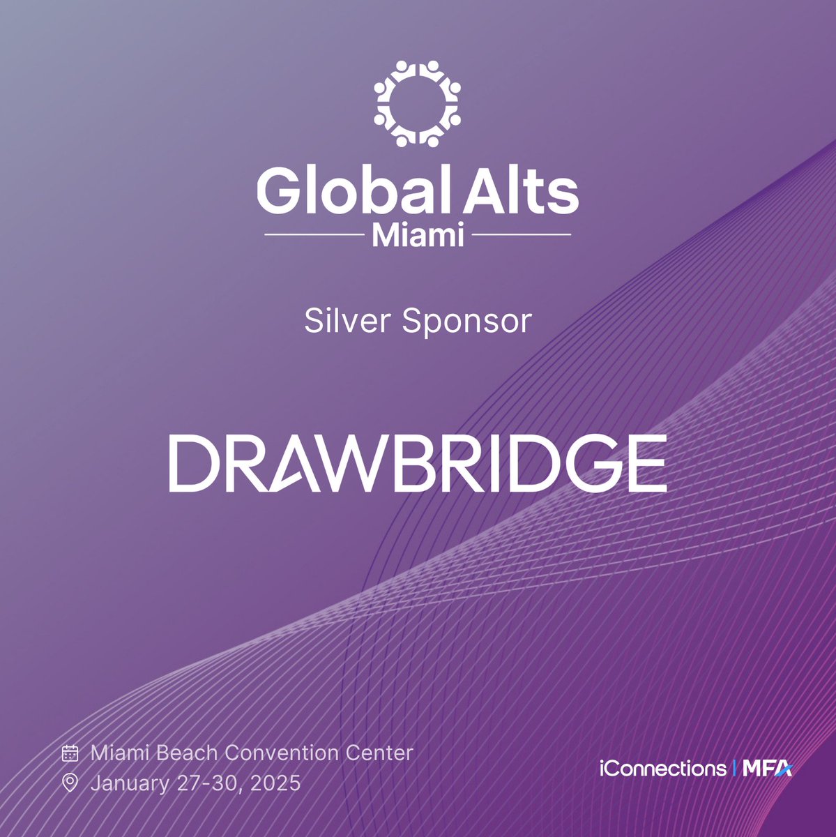 We are thrilled to welcome <a href="/DrawbridgeCyber/">Drawbridge</a> as a Silver Sponsor for Global Alts Miami '25! 

We look forward to a successful collaboration, and seeing their team at the Miami Beach Convention Center on January 27-30, 2025!

<a href="/MFAupdates/">MFA</a> #GlobalAltsMiami #SponsorshipOpportunities