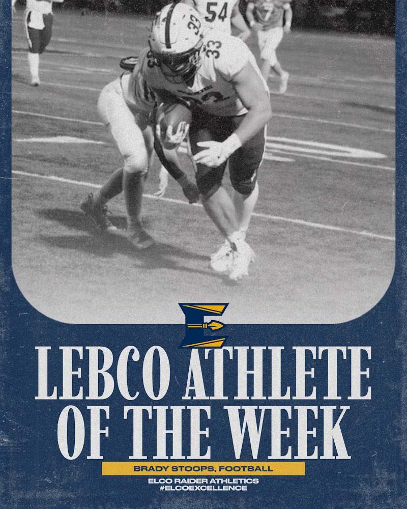Congratulations to senior football player Brady Stoops - Lebanon County Male Athlete of the Week! 🏈🔵🟡 <a href="/brady_stoops/">stoopsy</a> <a href="/elcosd/">ELCO School District</a>