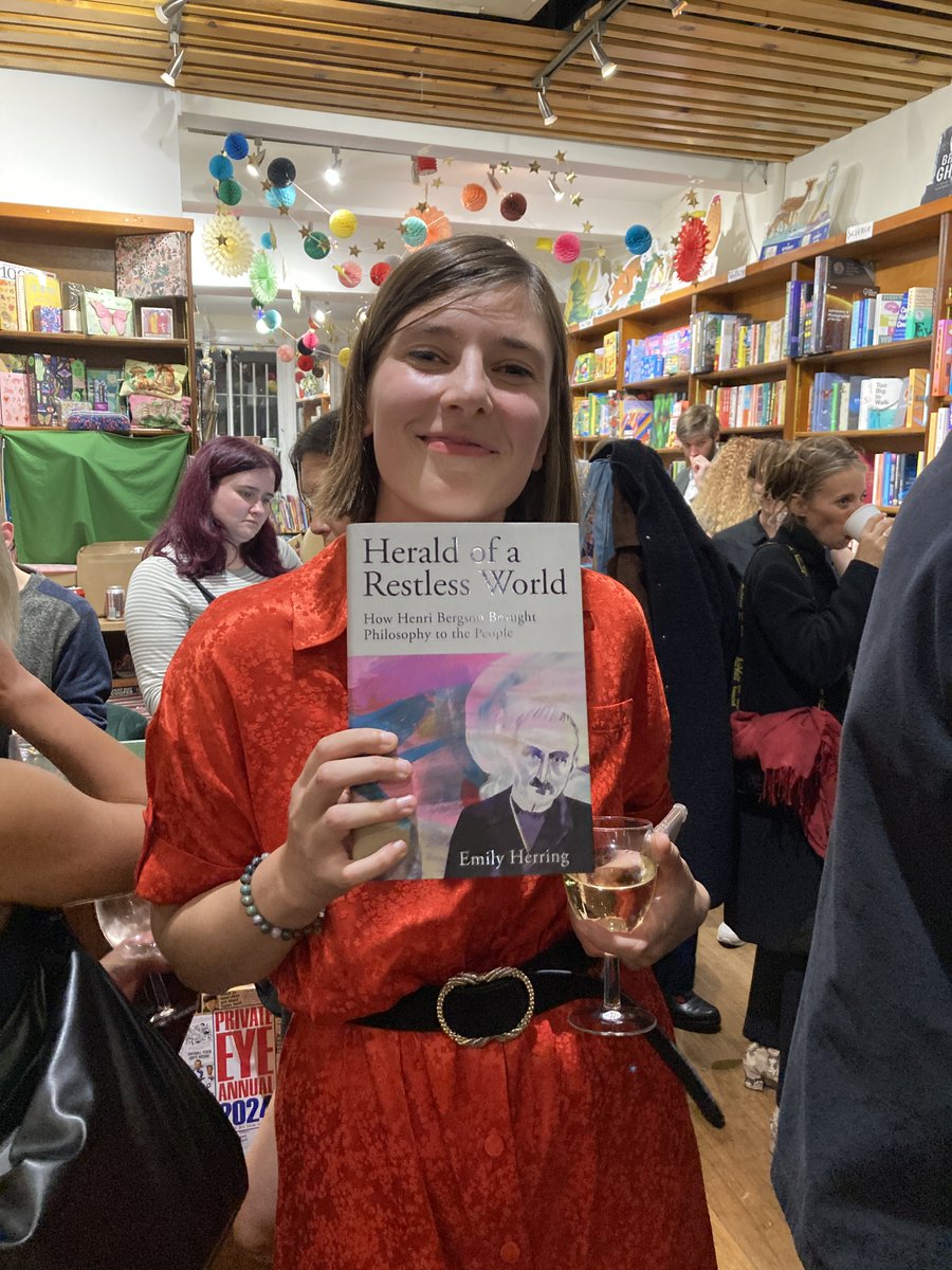 Fab to be with our former PhD student Emily Herring – along with lots of other former Leodensians – at the launch in London of her wonderful new book on Henri Bergson, HERALD OF A RESTLESS WORLD, basicbooks.uk/titles/emily-h…