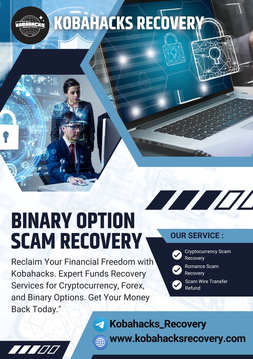 Kobahack's tweet image. Beware of binary option scam, a type of financial fraud where scammers deceive victims into investing in binary options, often promising unusually high returns, and ultimately stealing their money. Already a victim? Contact Kobahacks now! #KobahacksScamRefund #BinaryOptionScam