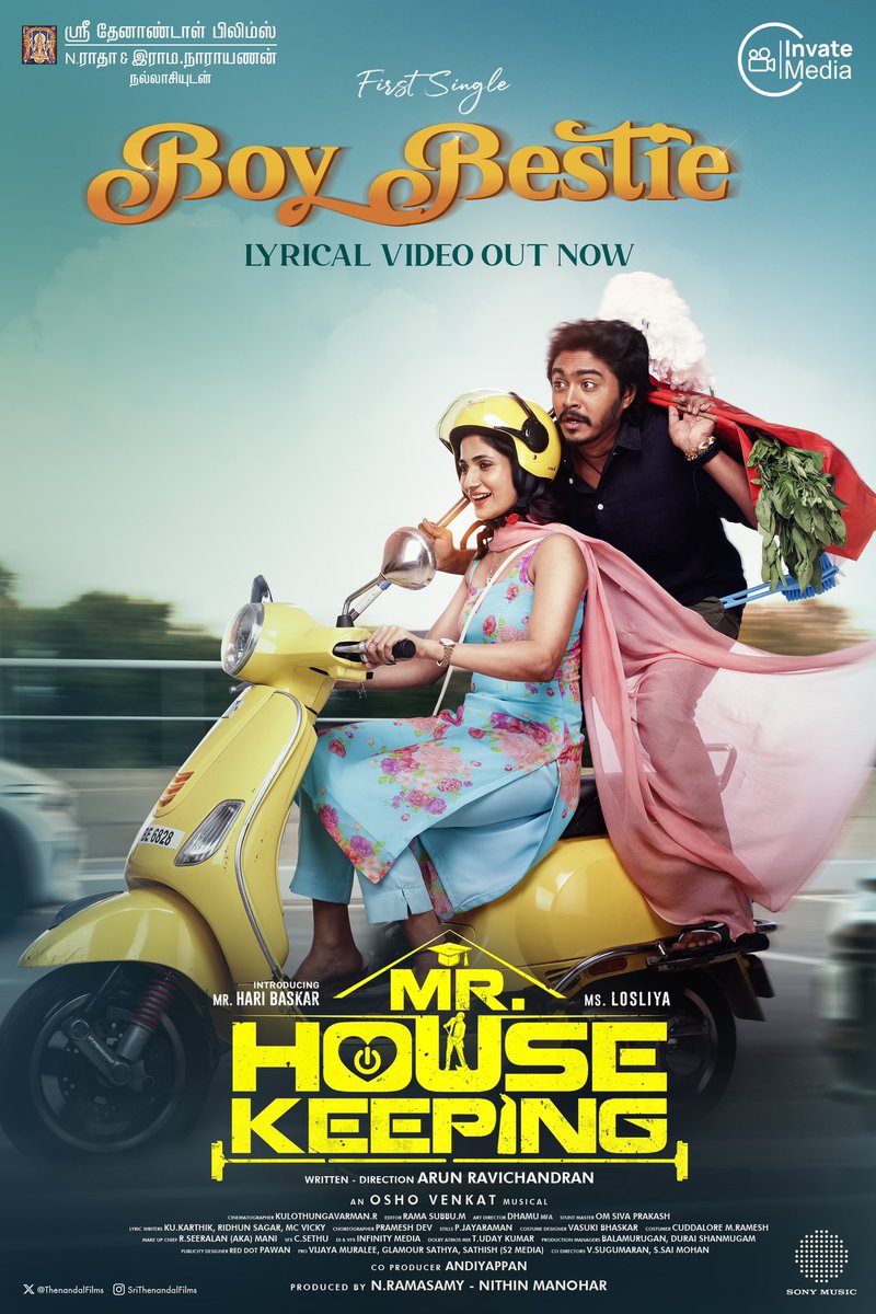 Thenandal Films (@thenandalfilms) on Twitter photo Turn up the beats, let’s get grooving with “Boy Bestie”🕺🤩
First Single out now!! 😍
🔗 youtu.be/ZS_mRwK1iIE
#MrHousekeepingFirstSingle
#Mrhousekeeping #SriThenandalFilms #TSL #InvateMedia #HariBaskar #Losliya
Written & Directed by:
#ArunRavichandran
<a href="/ThenandalFilms/">Thenandal Films</a> Turn up the beats, let’s get grooving with “Boy Bestie”🕺🤩
First Single out now!! 😍
🔗 youtu.be/ZS_mRwK1iIE
#MrHousekeepingFirstSingle
#Mrhousekeeping #SriThenandalFilms #TSL #InvateMedia #HariBaskar #Losliya
Written & Directed by:
#ArunRavichandran
<a href="/ThenandalFilms/">Thenandal Films</a>