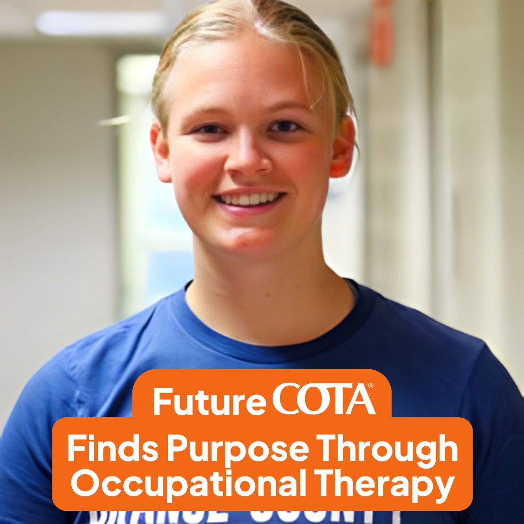NBCOT's tweet photo. #FutureCOTA April Kurtz, a SUNY Orange student, found her passion for #OccupationalTherapy after a health break and is thriving in the OTA program. She’s gaining hands-on experience working with adults with disabilities, including at Matthias Academy.

https://t.co/x8jEG9XNpP = https://t.co/4wIexlEQF4