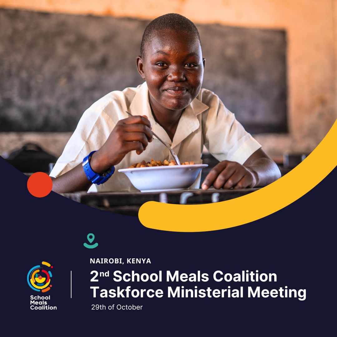 SchoolMeals_'s tweet photo. 📅  𝗛𝗔𝗣𝗣𝗘𝗡𝗜𝗡𝗚 𝗦𝗢𝗢𝗡: The 2nd Global @SchoolMeals_ Coalition Ministerial Taskforce Meeting in #Kenya🇰🇪.

🌍 12 member governments & key partners are coming together to review progress, reinforce commitments, and chart the course for scaling #SchoolMeals🥘🧑‍🎓 programmes worldwide—ensuring every child has access to a nutritious meal by 2030.

🎥  Join us on October 29th for a special livestream: https://t.co/BLTET4X2Bf