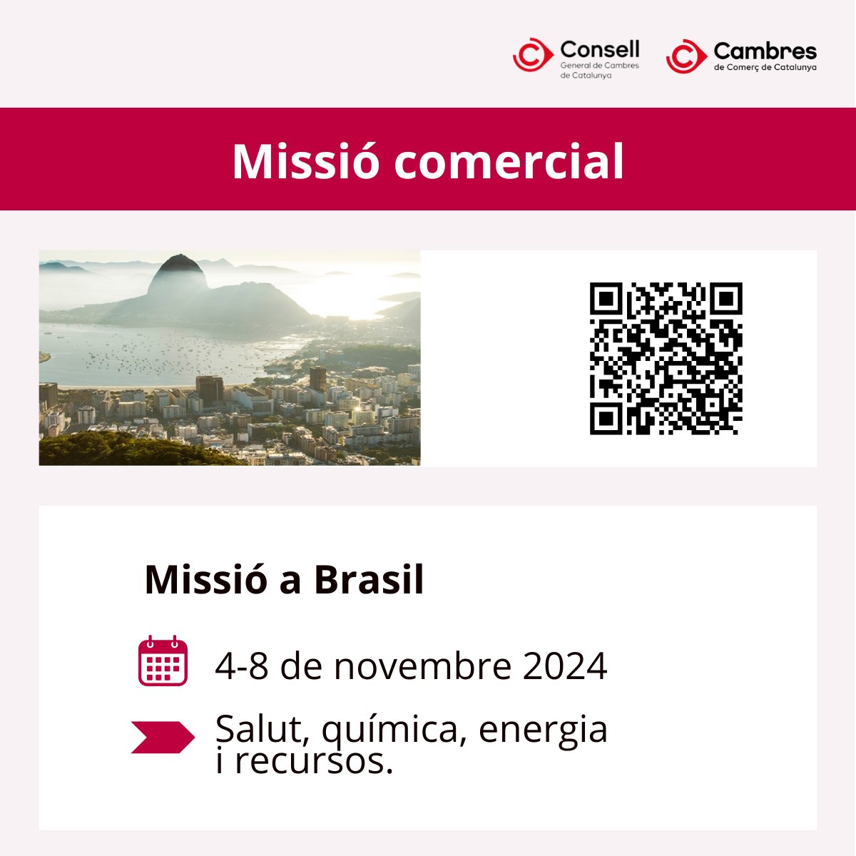Cambres_Go's tweet photo. 🇧🇷Aquest novembre, empreses catalanes posen rumb a Brasil amb una nova #MissióComercial 
#CambresCat @eencat #EENCanHelp
🌍L’objectiu? Obrir noves vies de col·laboració i explorar un mercat amb gran potencial per a la #internacionalització

🔗 Més info. https://t.co/3fUpkhpA7g https://t.co/PTc0vFwwhi