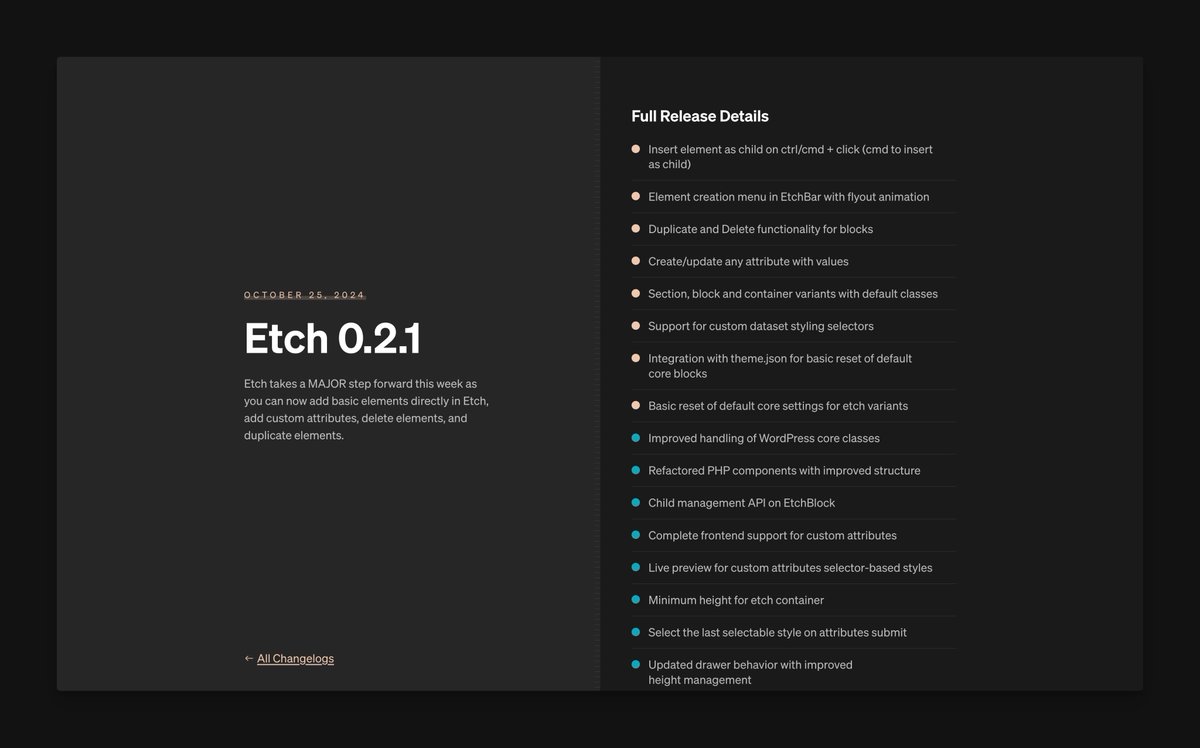This is only 75% of the changelog for this week. I can't fit it all in one screenshot. 

I'm gonna have to buy the team a barn to work in if they keep delivering like absolute GOATs.