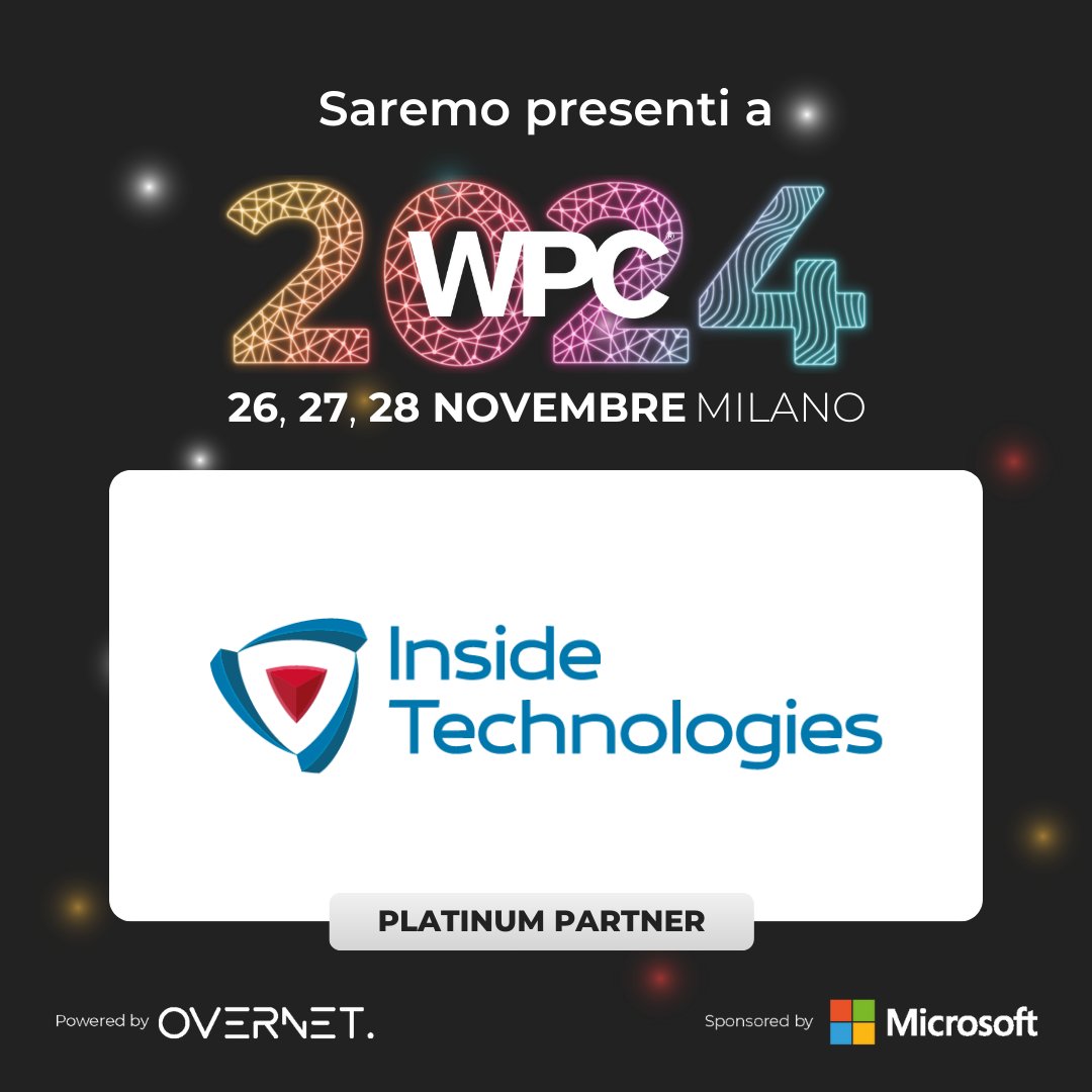 InsideTech_it's tweet image. 📢💥 #InsideTechnologies è Platinum Sponsor di #WPC2024! Ti aspettiamo per tre giorni di innovazione con le sessioni condotte da 𝗦𝗶𝗹𝘃𝗶𝗼 𝗗𝗶 𝗕𝗲𝗻𝗲𝗱𝗲𝘁𝘁𝗼:

1️⃣ 𝗗𝗮𝗹 𝗖𝗮𝗼𝘀 𝗮𝗹 𝗖𝗼𝗻𝘁𝗿𝗼𝗹𝗹𝗼: come SOC, SIEM e XDR Trasformano la Sicurezza Aziendale
2️⃣ 𝗧𝗲𝗰𝗵…