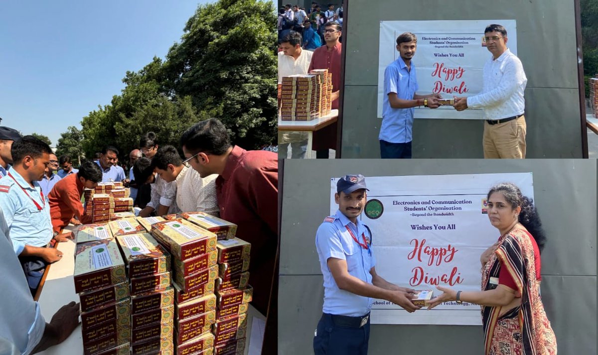NirmaUniTweets's tweet photo. Nirma University students honored 450+ support staff by gifting Diwali sweets, celebrating their dedication and fostering campus unity.
#NirmaUniversity #DiwaliCelebrations #StudentInitiative #GratitudeEvent #CampusUnity #SupportStaff #FestiveSpirit #Diwali #Nirma #NirmaUni https://t.co/t3aeUUb1Jq