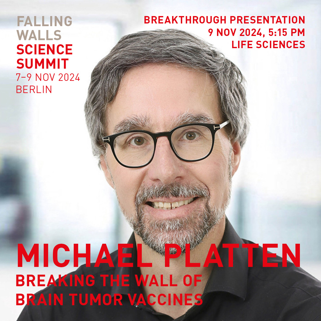 Be part of the future of medicine! Mark your calendar for 9 November to discover how innovative research is transforming brain cancer treatment with Michael Platten / @platten_michael 

👉 bit.ly/3CaITXS 

#FallingWalls #ScienceSummit24