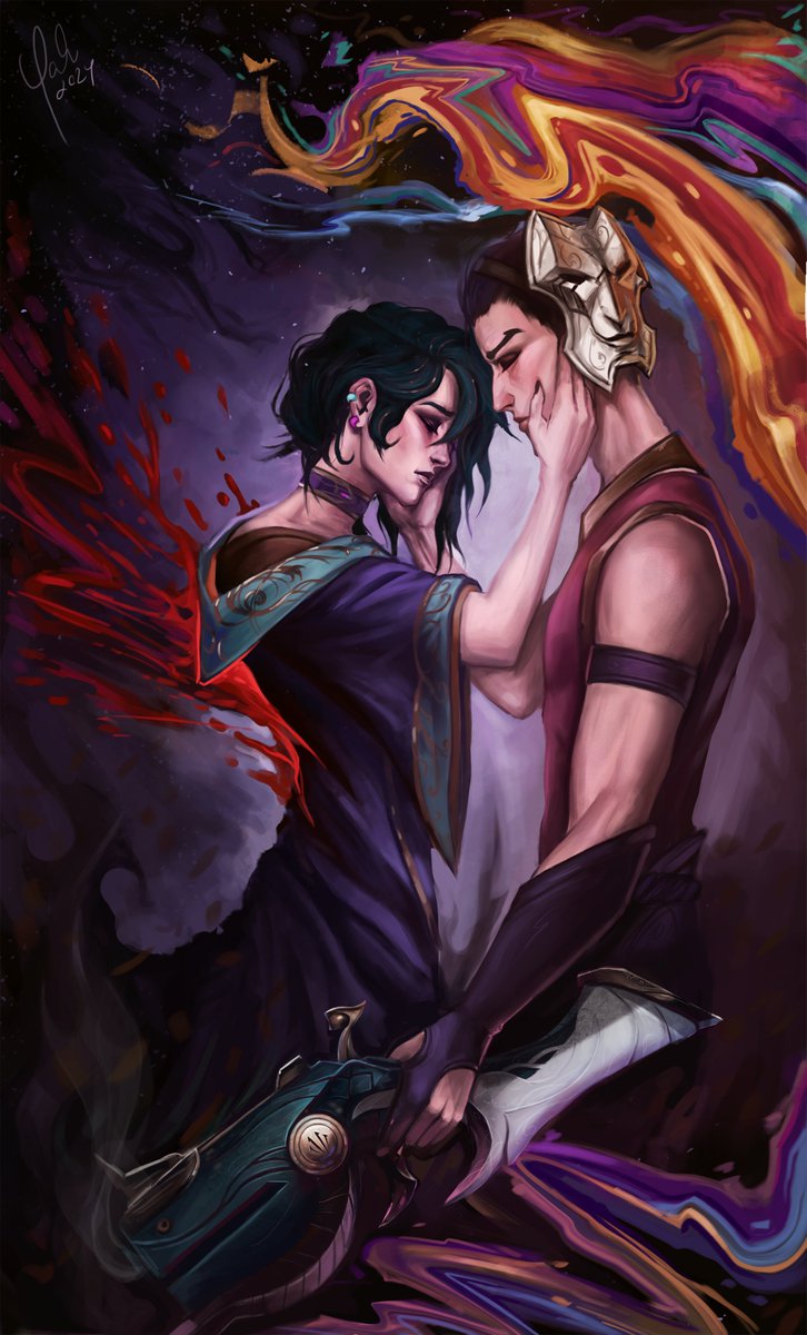 One of my older colorful arts 👀🍓

#hwei #jhin #LeagueOfLegends #art