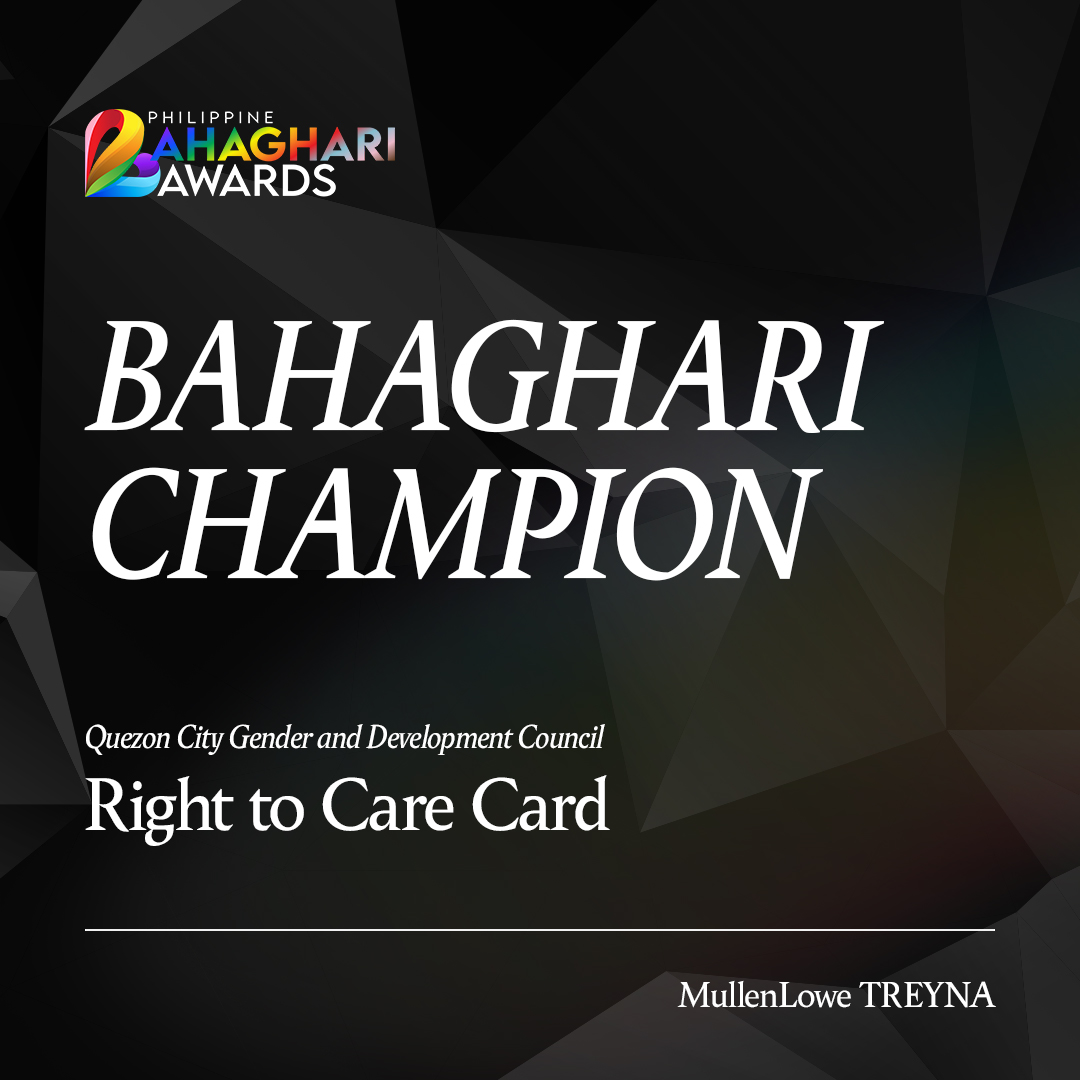 Had a huge honor bestowed upon us by the Bahaghari Awards.

Philippine Bahaghari Awards 2024 🏆

Right to Care Card 🌈
🏆 BAHAGHARI CHAMPION

<a href="/MullenLoweGroup/">MullenLowe Global</a>