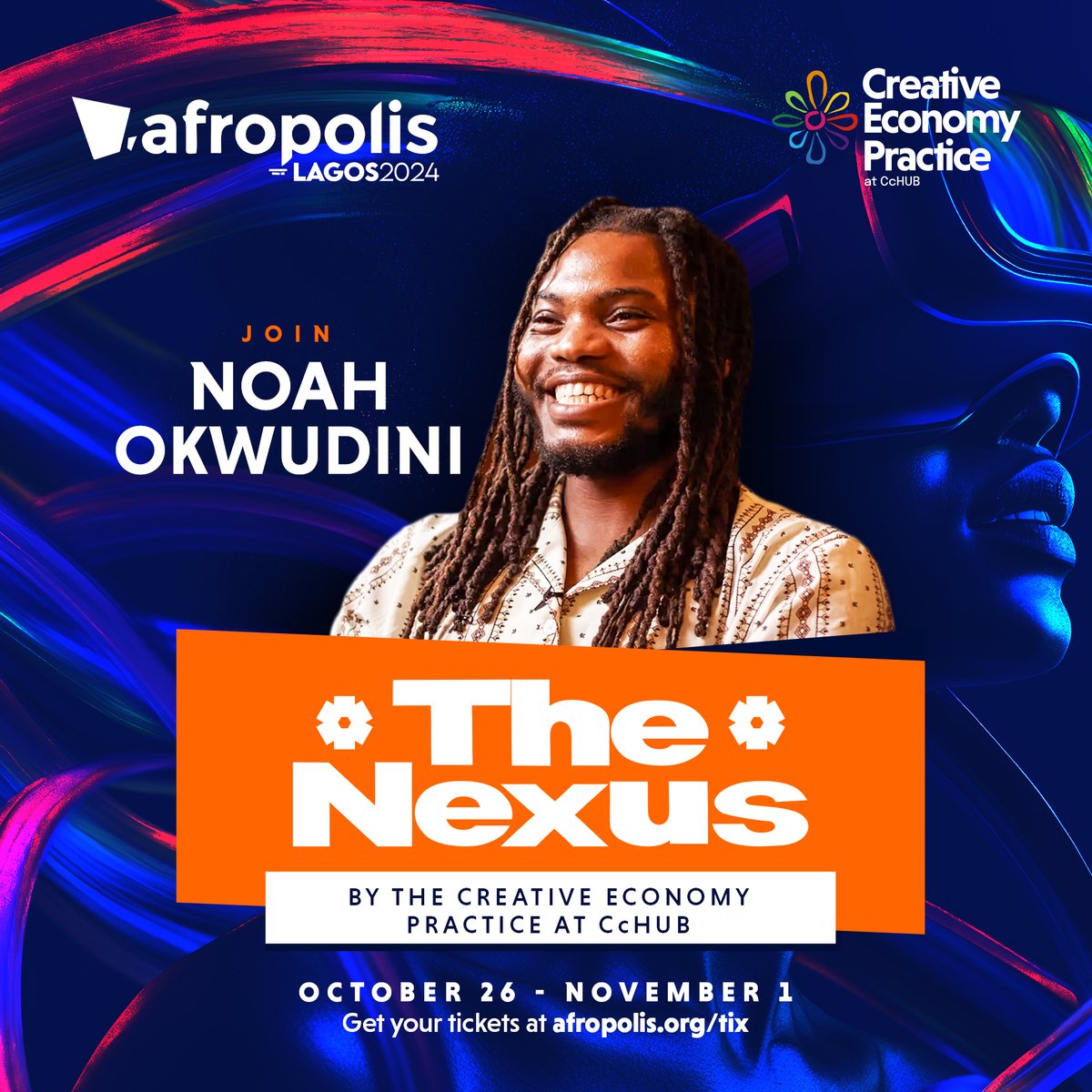 CcHUBCreative's tweet photo. #Afropolis2024 kicks off tomorrow! Join us for THE NEXUS, where art meets tech with transformative works by @slickcityceo, @imisi3d, @magiccarpetng &amp; @OrangeVFX 

Explore AI, XR, animation, and art exhibits by @dopayarts &amp; Noah, redefining African storytelling through #Innovation https://t.co/LhmHmAfDZr