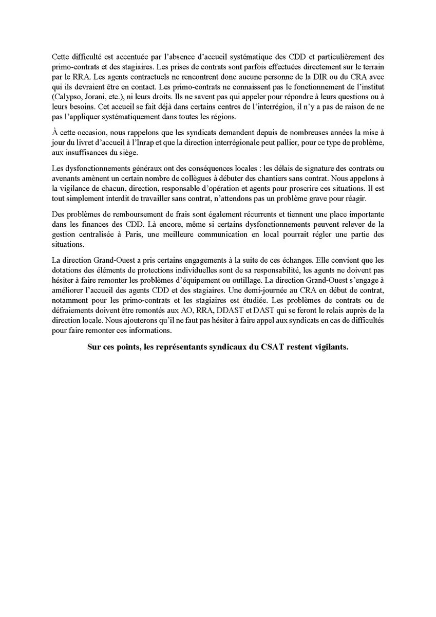 Communiqué des syndicats de l'INRAP GO.