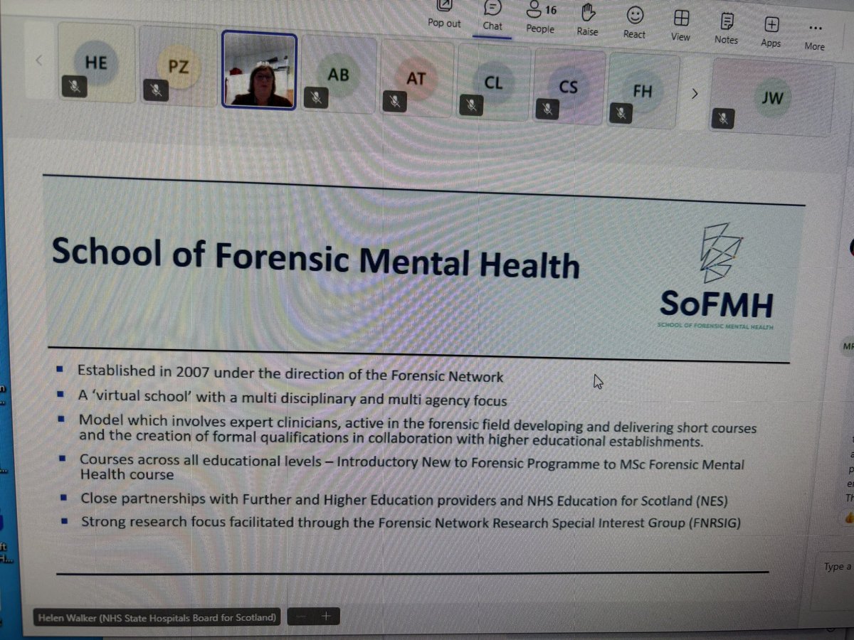 Helen Walker introduces the forum to the School of Forensic Mental Health. Delivering education across all levels of staff groups and disciplines 🤩