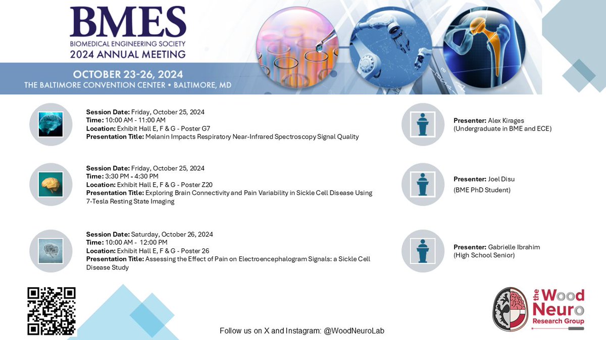 The team is here in Baltimore and ready for #BMES2024!  Check out the team <a href="/WoodNeuroLab/">Wood Neuro Research Group</a> members today and tomorrow! 

Also, come speak to us at the <a href="/cmu_bme/">CMU_BME</a> booth (1122)!