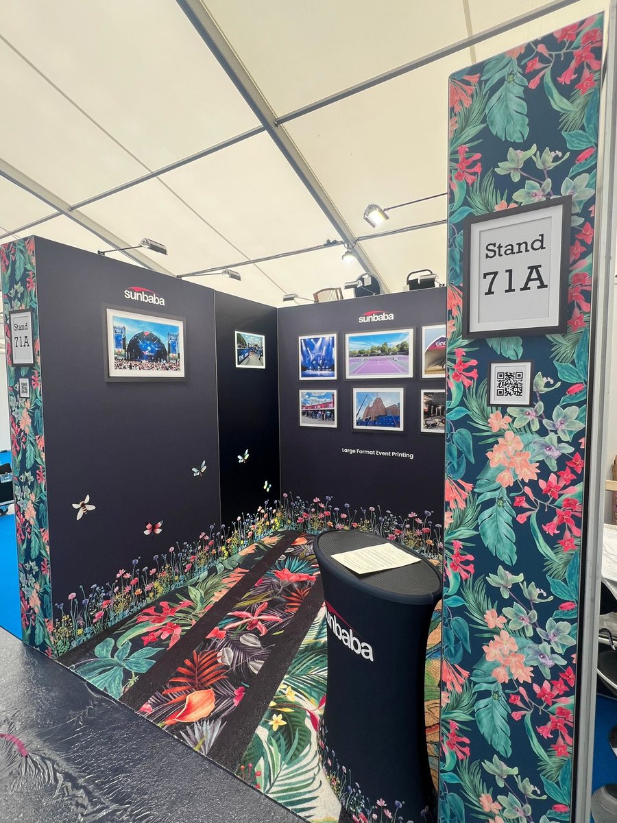 EventsWithJBE's tweet photo. Proving that even a small space can make a big statement with creative tension fabric graphics, eye-catching light boxes, &amp; a custom-printed carpet to tie it all together. 

We love working with @Sunbaba_ and we hope this bold stand at @TheShowmansShow created lots of interest! https://t.co/l428pJKY44