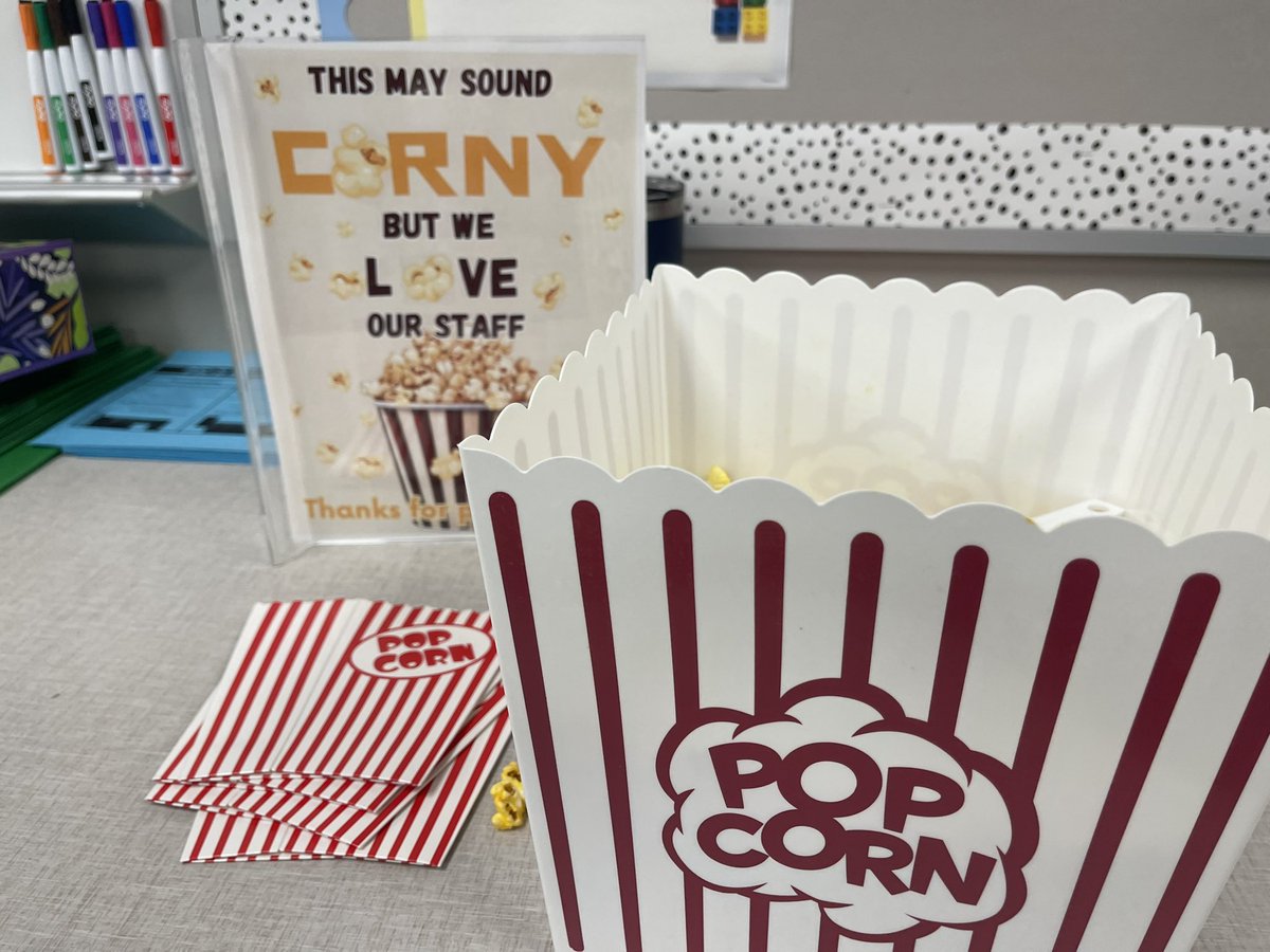 Poppin by to say we love our staff! 👻🍿<a href="/MRobinsonElem/">M. Robinson Elementary</a>