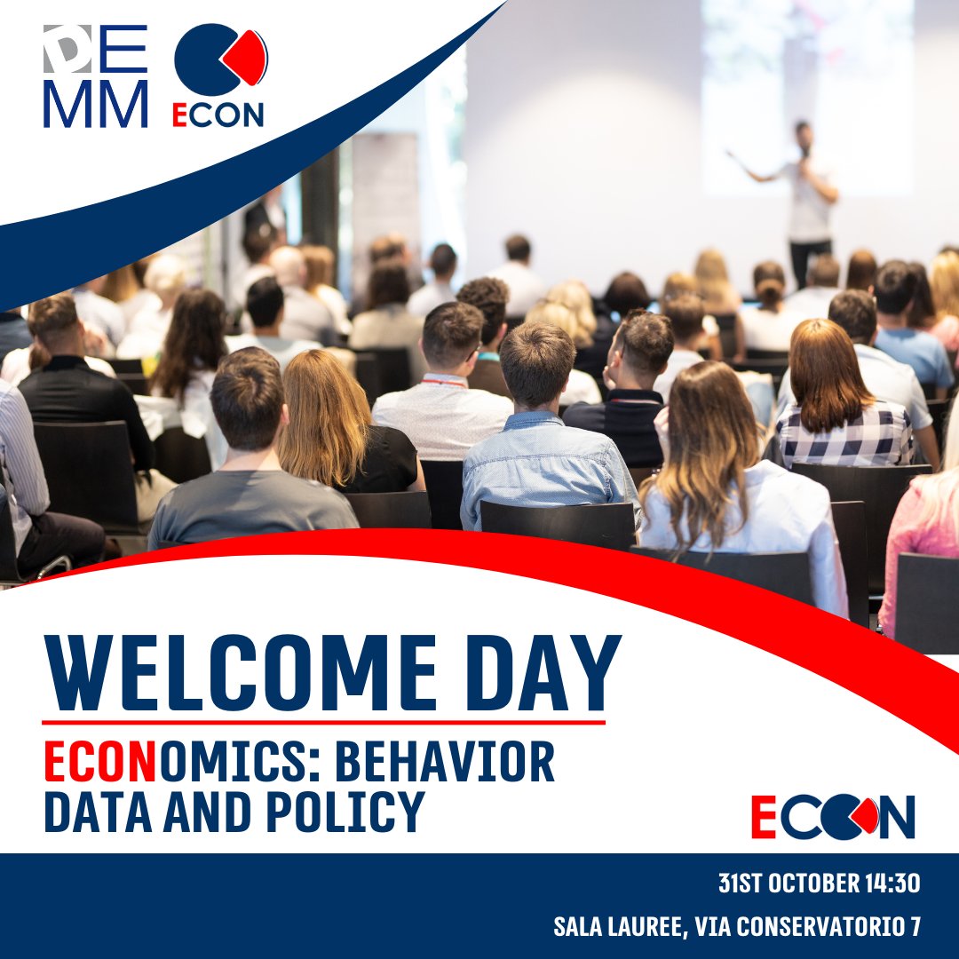 DemmUnimi's tweet image. 🎉 Welcome Day for ECON! 🚀

On Thursday, October 31, we welcome students to our new Bachelor’s program. Are you ready to explore the future of economics? 💼✨

📍 University of Milan – Political Science, via Conservatorio 7

🗓️ Thursday, October 31

#Econ #Economics #Demm
