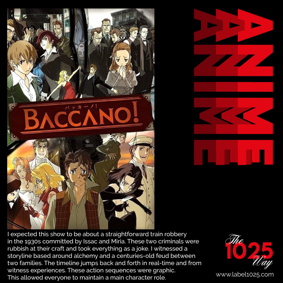 Label1025's tweet photo. https://t.co/vPw9VXl2z7
————————————————
#Label1025 #Baccano #IsaacDian #ClaireStanfield #MiriaHarvent #MaizaAvaro #action #adventure #alchemy #anime #comedy #crime #fantasy #immortality #limitedseries #mafia #mystery #supernatural #thriller #tv #BrainsBase #Aniplex #Funimation https://t.co/SsgxTxdA9Z