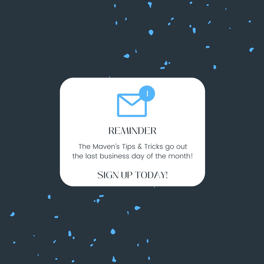 We're less than a week away from the last business day of the month, and the Maven's tips and tricks will be hitting inboxes that AM. Take a sec this weekend and make sure you're on the list!
sbnmktg.com/subscribe-to-o…