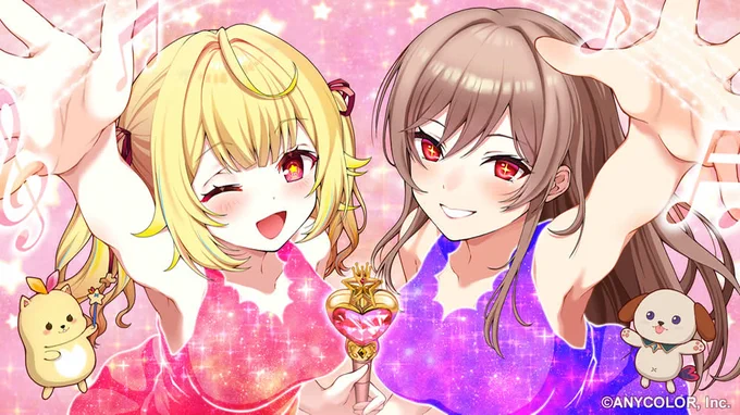 星川サラ様()、フレン・E・ルスタリオ様()の配信用サムネイルのお手伝いをさせていただきました!お二人の素敵なバンド衣装とともにこれからのご活躍も楽しみにしております!!#ほしふれんず 