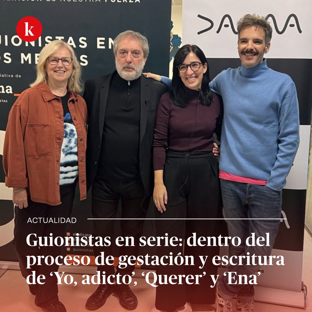 kinotico's tweet photo. Guionistas en serie: dentro del proceso de gestación y escritura de #YoAdicto de @j_giner, #Querer de @AlaudaRuiz y #Ena de @olivares_javier
✍️ Crónica de la charla organizada por @almaguionistas
🔗 https://t.co/MP0hFIAzlO https://t.co/kKi7Zhu4gl