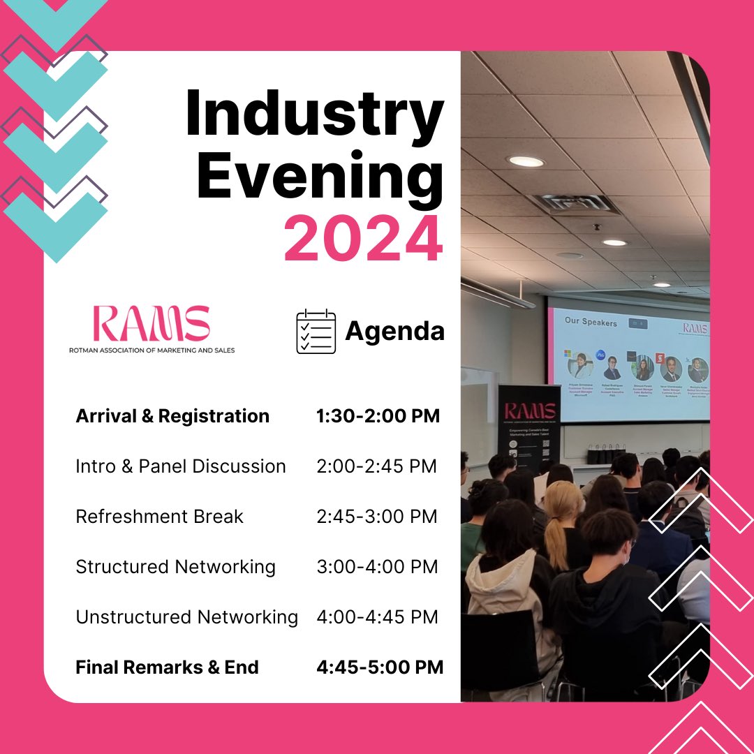 Rotman_RAMS's tweet image. Join us for Industry Evening, RAMS’ biggest networking event of the school year!

📅 When: November 24, 2024 | 2:00 PM - 5:00 PM
📍 Where: Desautels Hall, Rotman School of Management
👔 Dress Code: Business Formal

Register on the HUB now to secure your spot!