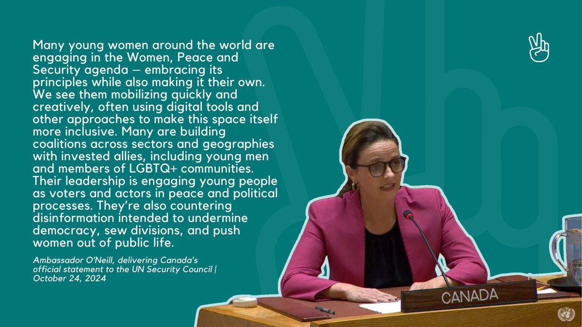 Canada_YPS's tweet image. 🌍 This week, CCYPS joined @WPSNCanada in NY for #WPSWeek, focusing on the synergy of #WomenPeaceSecurity &amp;amp; #YPS.

We discussed expanding spaces for young women in #WPS &amp;amp; advancing #Youth4Peace in foreign policy. Grateful for 🇨🇦's UNSC statement honoring young women leaders!✊💬