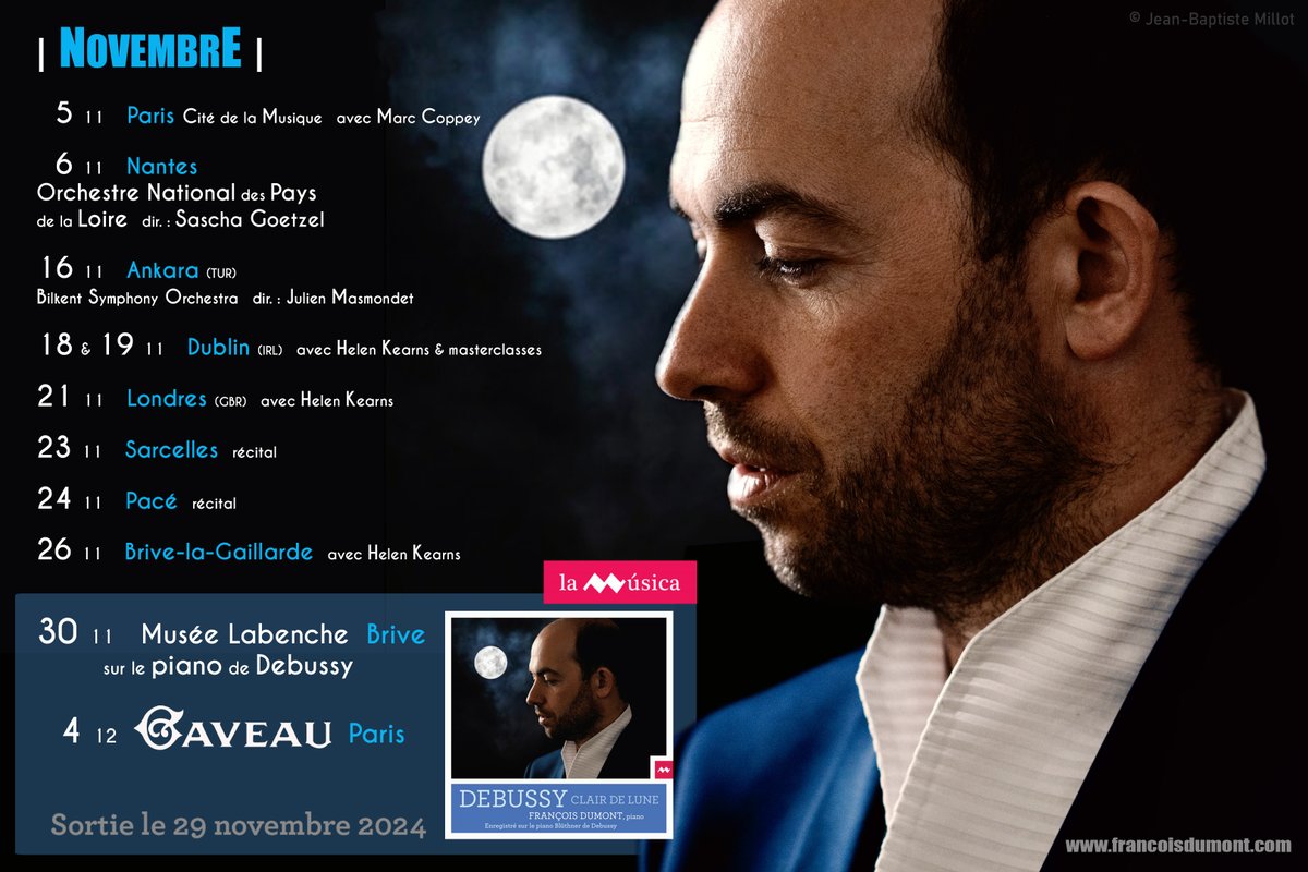 ðð¥ðð¡ð̧ð¢ððŠ ððšð ð¢ð¡ð§ (@fdumontpiano) on Twitter photo Next month, Iâll have the pleasure of playing with excellent partners <a href="/MarcCoppey/">Marc Coppey</a> <a href="/ONPL_orchestre/">Orchestre National des Pays de la Loire - ONPL</a> <a href="/JMasmondet/">Julien Masmondet</a>...
+looking forward to the launch recitals of my #Debussy album (released Nov.29)â¡ïžfrancoisdumont.com/shows
<a href="/philharmonie/">Philharmonie de Paris</a> <a href="/bilkentsymphony/">Bilkent Symphony</a> <a href="/SaschaGoetzel/">Sascha Goetzel</a> <a href="/Gaveauconcerts/">Salle Gaveau</a> Next month, Iâll have the pleasure of playing with excellent partners <a href="/MarcCoppey/">Marc Coppey</a> <a href="/ONPL_orchestre/">Orchestre National des Pays de la Loire - ONPL</a> <a href="/JMasmondet/">Julien Masmondet</a>...
+looking forward to the launch recitals of my #Debussy album (released Nov.29)â¡ïžfrancoisdumont.com/shows
<a href="/philharmonie/">Philharmonie de Paris</a> <a href="/bilkentsymphony/">Bilkent Symphony</a> <a href="/SaschaGoetzel/">Sascha Goetzel</a> <a href="/Gaveauconcerts/">Salle Gaveau</a>