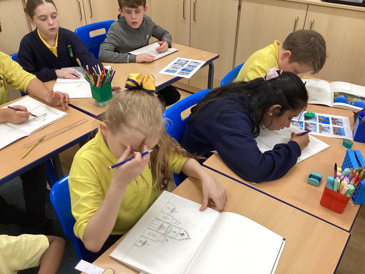 year6willow's tweet photo. In Art, we are creating our own cathedrals, drawing inspiration from some of the cathedrals we have studied this half term!
@PinehurstP 
#pinehurstart https://t.co/B1T2FMwBi1