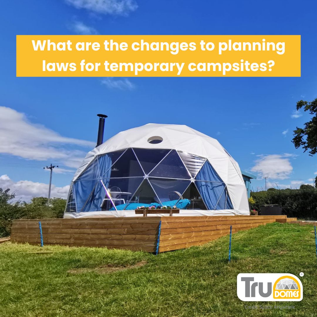 In July 2023, a new law was passed, extending permitted development rights to 60 days per year for farmers and landowners operating "pop-up" campsites, temporary campsites that operate for a short period without planning permission.  

bit.ly/3PwixUG

#TruDomes #Camping