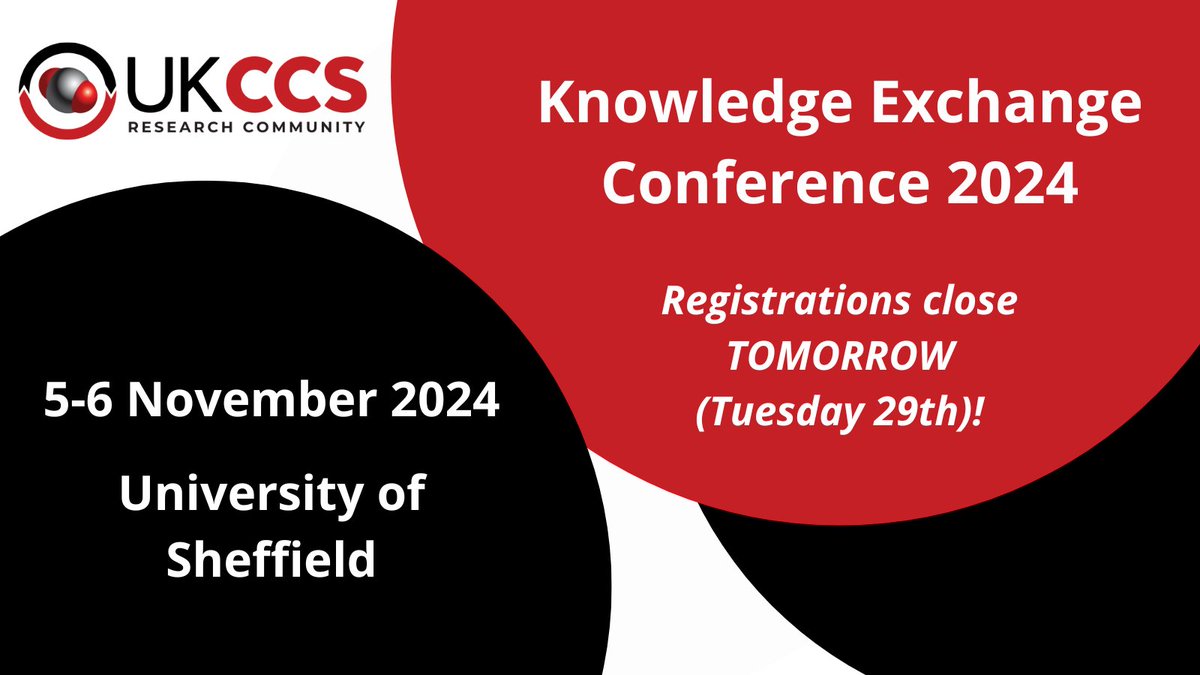 📢 Registrations for our Knowledge Exchange Conference next week close TOMORROW (Tuesday 29th)

Check out the fantastic speakers and range of CCS-related topics on the agenda and don't miss out!

ukccsrc.ac.uk/knowledge-exch…