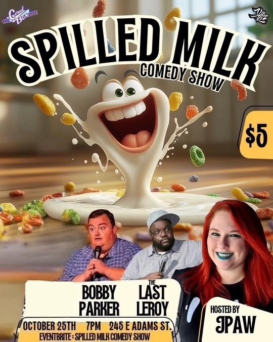 jpaw1002's tweet photo. #JACKSONVILLE! 
Tonight is a new show of Spilled Milk at The Cereal Box Live ! 
Tickets are available! 
If you can’t come out that’s cool.. share with your friends so they can come out for you! #comedy #standup #duvalthings #jaxevents #duvalfamous #standupcomedy 🎟️🔗in bio https://t.co/MXUEhC9uOQ