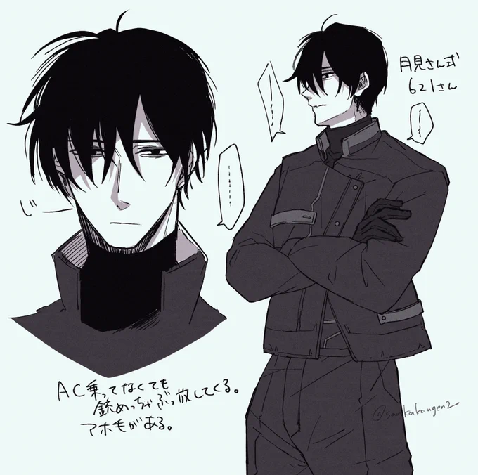 月見さん(@timer919)宅の6さんをめちゃくちゃ勝手に描かせていただきました。死んだ目の男はなんぼあってもいいですからね… 