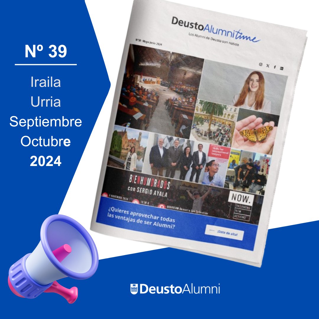 ¡📢 Ya está disponible el número de octubre de la revista Alumni Time! No te pierdas las últimas noticias y artículos interesantes. 
📰¡Échale un vistazo y mantente al día con nuestra comunidad! ➡️alumnitime.deusto.es
#AlumniTime #RevistaAlumni
