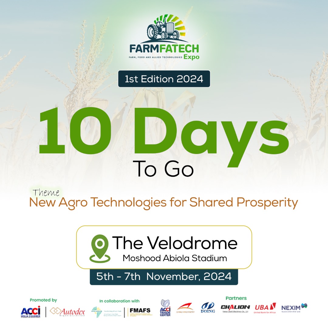 farmfatech's tweet image. We’re counting down to FarmFatech Expo 2024, and top exhibitors from across the agricultural sector will be there to showcase their products and services at special discounts! 🌾

📅 Dates: November 5th-7th
📍 Venue: Velodrome Stadium, FCT, Abuja
If you haven’t booked your spot…