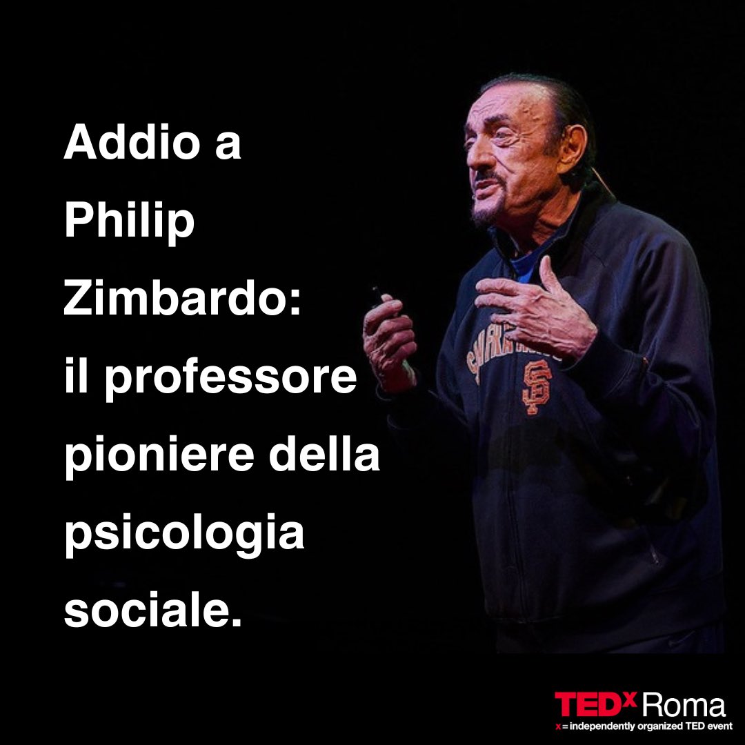 Addio a Philip Zimbardo, una mente straordinaria 🖤

Nel 2017, nell’edizione "2037: The Future is our Present" di TEDxRoma, tenne un talk ispiratore su come "creare una nuova generazione di giovani supereroi”.

#PhilipZimbardo #TEDxRoma #tedx
