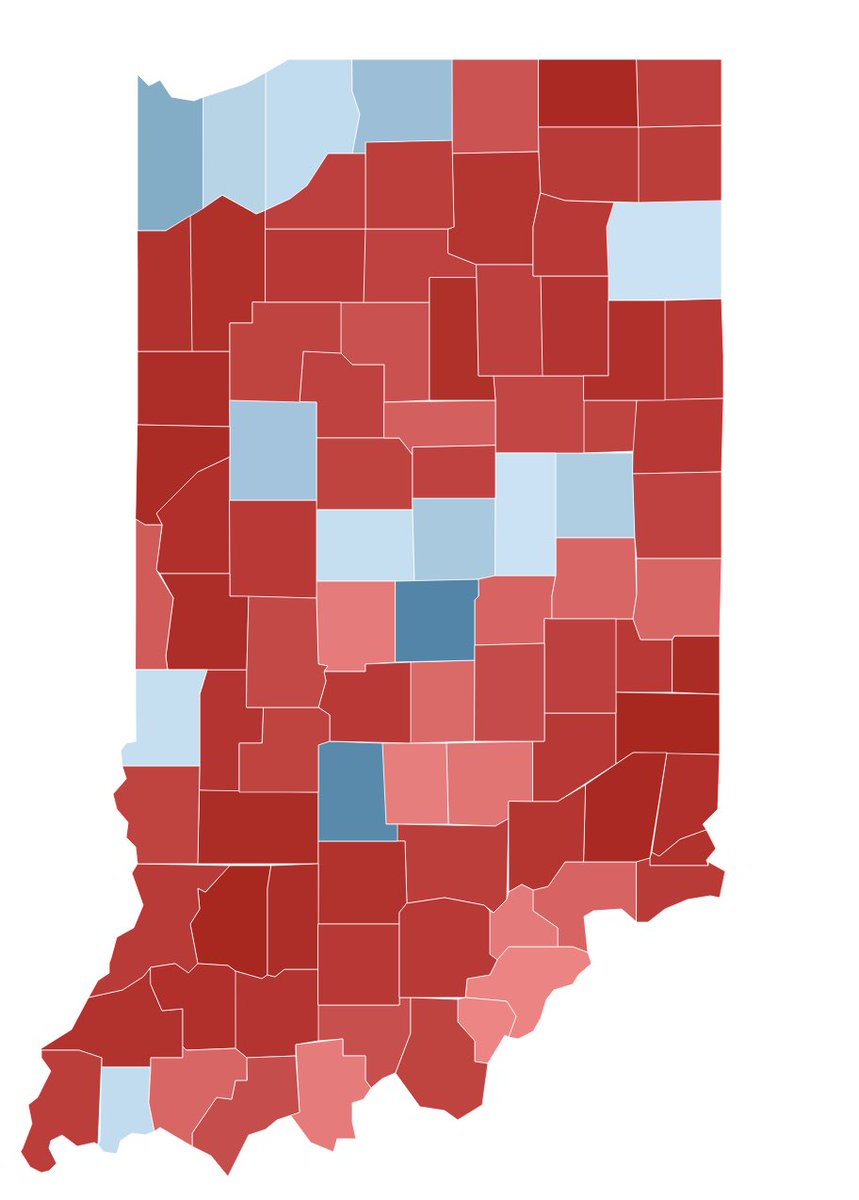 nickroberts317's tweet image. With Indiana being the first state to close our polls at 6pm, I wanted to highlight our Governor’s Race, one that will surprise people for being close. 

But what would a narrow Democratic win look like? I calculated a benchmark for all 92 counties: (1/5)

docs.google.com/spreadsheets/d…