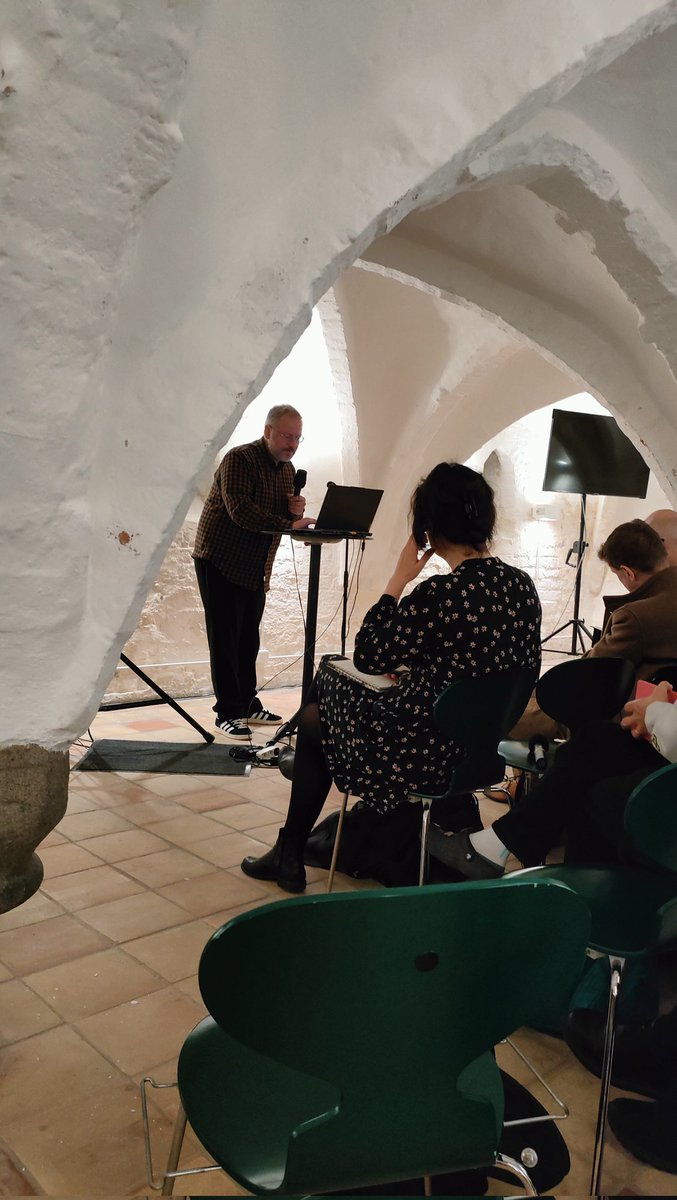 frykwiatkowski's tweet photo. #SNASWE 

@KasperOpstrup giving his talk (from the depths of the University of Copenhagen's dungeons): "Inner Paths to Outer Space”
at "A Tide of Ghosts" conference https://t.co/fenwxcQIat