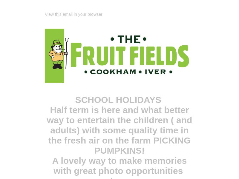 Half term fun at the farm! Pick pumpkins with the family and make memories 🎃🍂 Book tickets now! #PumpkinPicking

api.transpond.io/api/preview?ke…