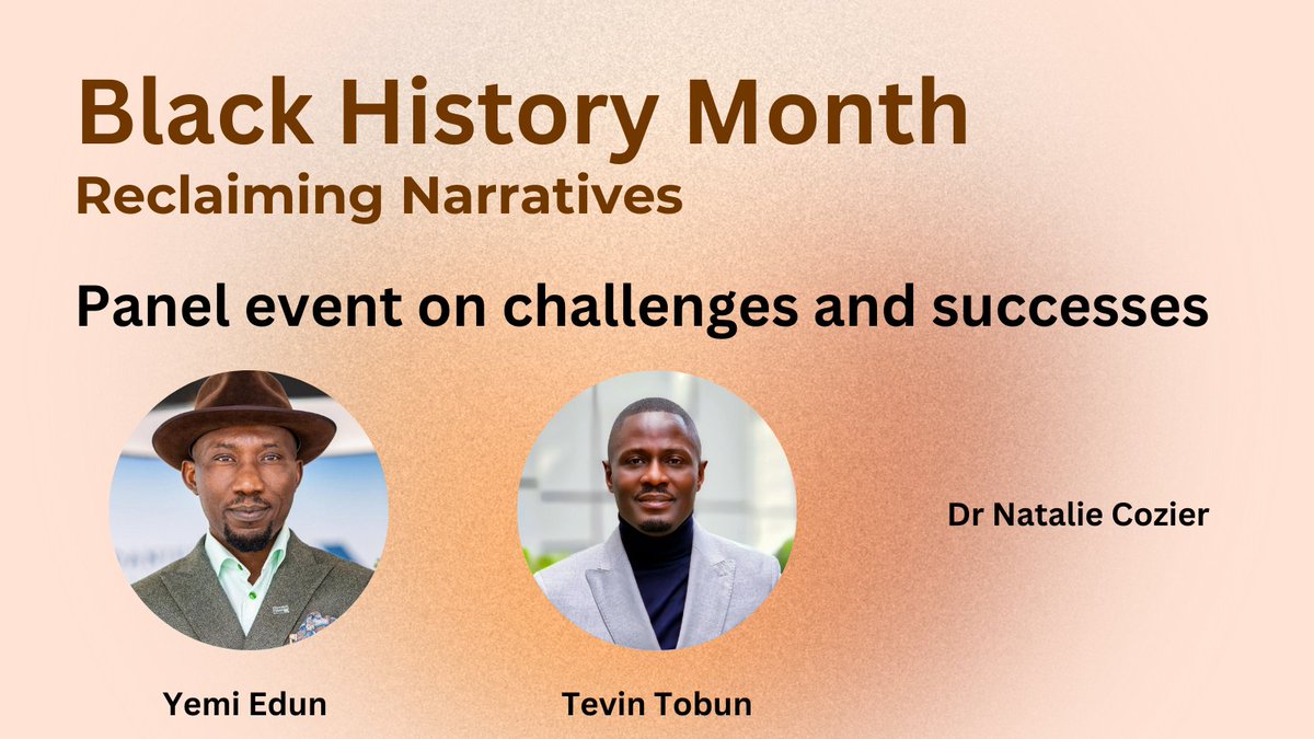 UniofBath's tweet photo. We're looking forward to welcoming guests Dr Natalie Cozier, Tevin Tobun and @YemiEdun to campus for a panel on challenges and successes this Black History Month.

📆 30 October
⏰ 2 - 3:30 pm 
📍University of Bath campus
https://t.co/AKm3BIUw8v https://t.co/bXcYKXOLQb