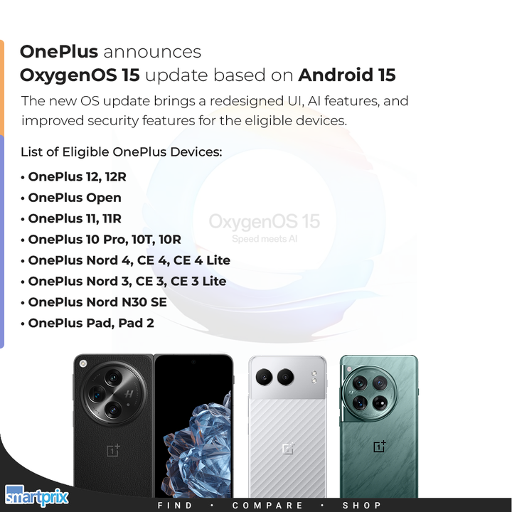 Smartprix's tweet image. OnePlus launches OxygenOS 15 with advanced AI features and redesigned UI

#OnePlus #OxygenOS15 #OnePlus12 #OnePlusOpen #Android15