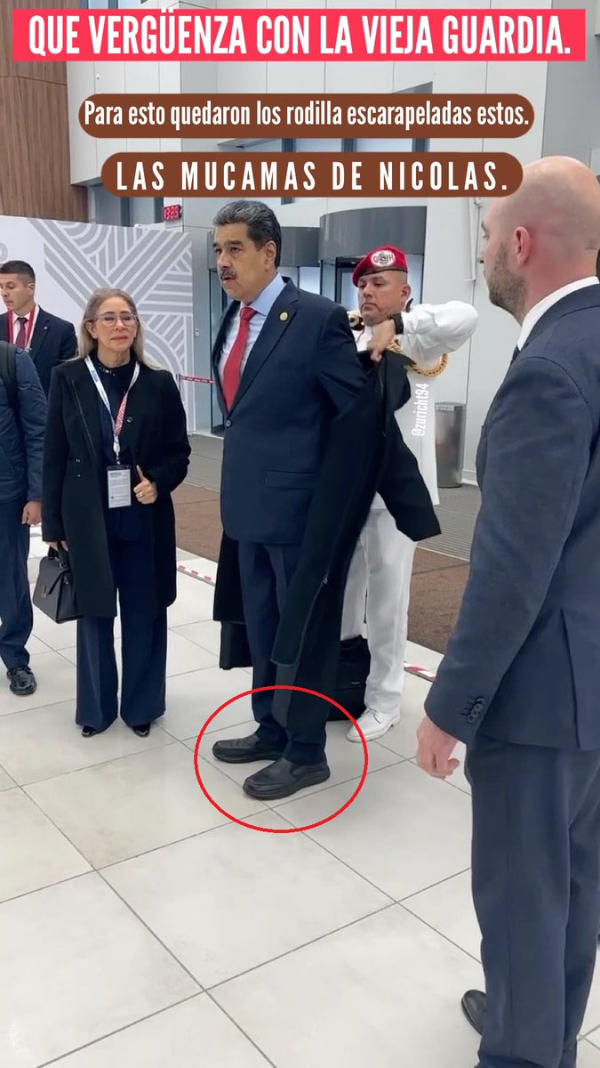 A ESTE MALDITO LADRÓN RECIÉN VESTIDO CON MUCAMA MILITAR... NO TIENE A NADIE QUE LE ENSEÑE, QUE UN 'TRAJE' NO SE USA CON MOCASINES... Y MENOS CON SUELA DE GOMA.

PARECEN ZAPATOS ORTOPÉDICOS. 

MALDITO COLOMBIANO LAVAPERRO.