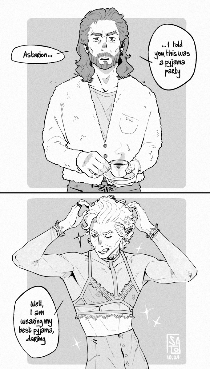 LaFrenchbrioche's tweet photo. Astarion and dress codes #astarion #GaleDekarios #bg3 https://t.co/UpQuLx24NG
