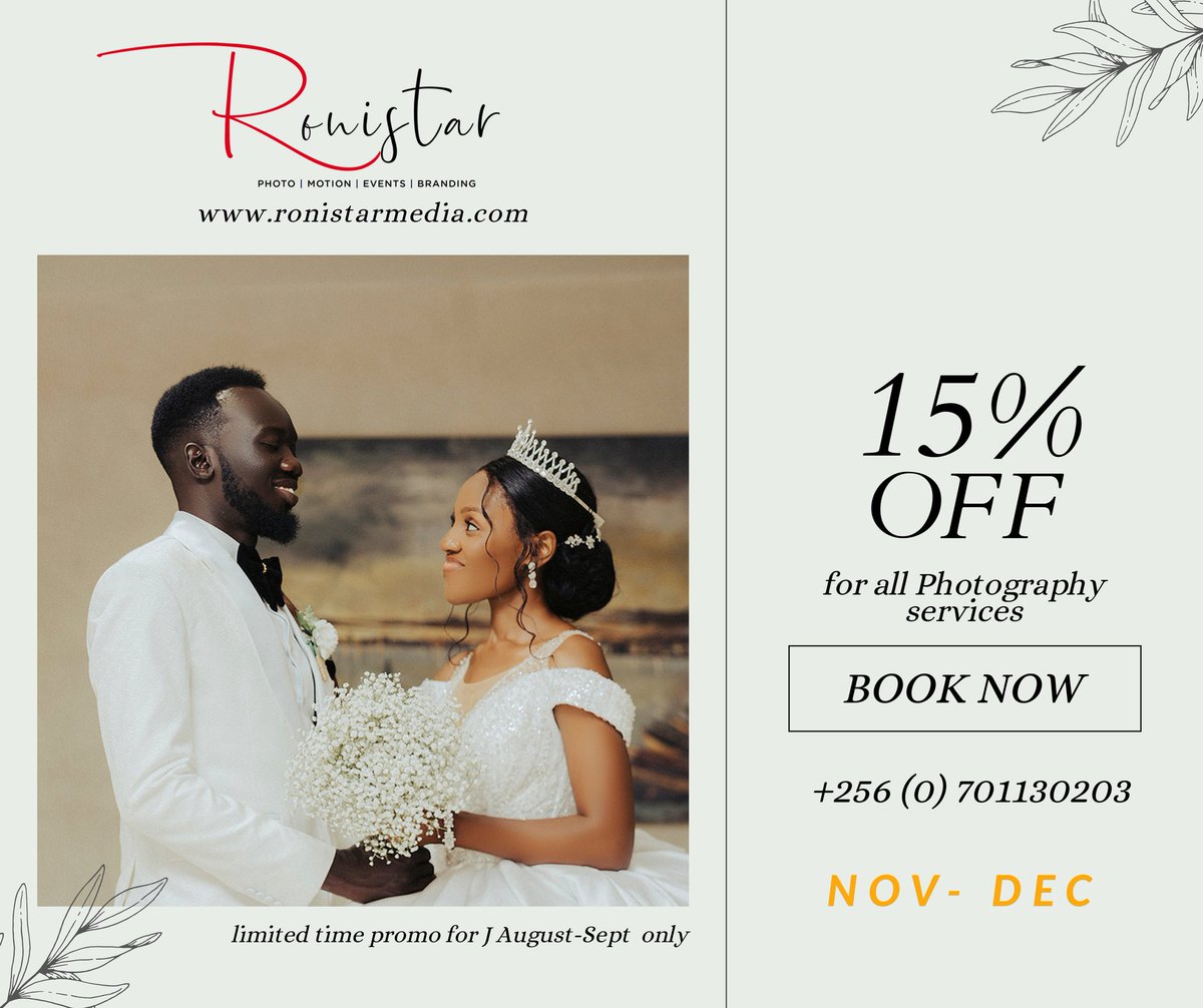 Capture your love story for less! ✨
Saying "I do" shouldn't break the bank. Get 15% off your wedding photography package for bookings made this month! Let's create timeless memories together.  #weddingphotography #sale #weddingdeals
#ido