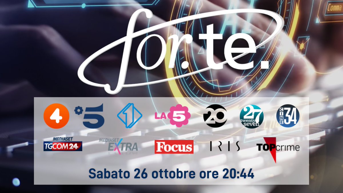 𝐍𝐨𝐧 𝐩𝐞𝐫𝐝𝐞𝐭𝐞𝐯𝐢 𝐢𝐥 𝐧𝐨𝐬𝐭𝐫𝐨 𝐬𝐩𝐨𝐭 𝐬𝐮𝐥𝐥𝐞 𝐫𝐞𝐭𝐢 𝐌𝐞𝐝𝐢𝐚𝐬𝐞𝐭! 
Da domani, 𝐬𝐚𝐛𝐚𝐭𝐨 𝟐𝟔 𝐨𝐭𝐭𝐨𝐛𝐫𝐞, fino al 𝟐 𝐧𝐨𝐯𝐞𝐦𝐛𝐫𝐞, la formazione continua sarà protagonista. 🎉 

Ci vediamo per il lancio in TV, 𝐬𝐚𝐛𝐚𝐭𝐨 𝐚𝐥𝐥𝐞 𝟐𝟎:𝟒𝟒, in