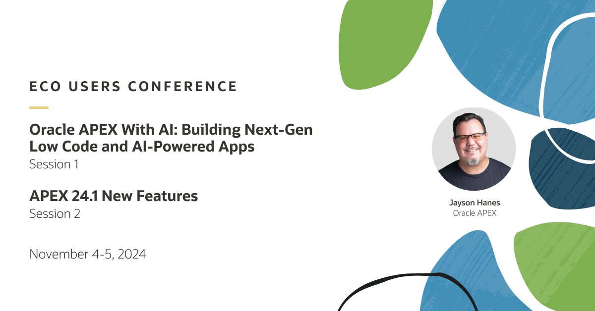 If you are in North Carolina 🇺🇸, you won't want to miss the APEX + AI sessions at the East Coast Oracle Users Conference!

social.ora.cl/6014qfHbE

#orclAPEX #LowCode