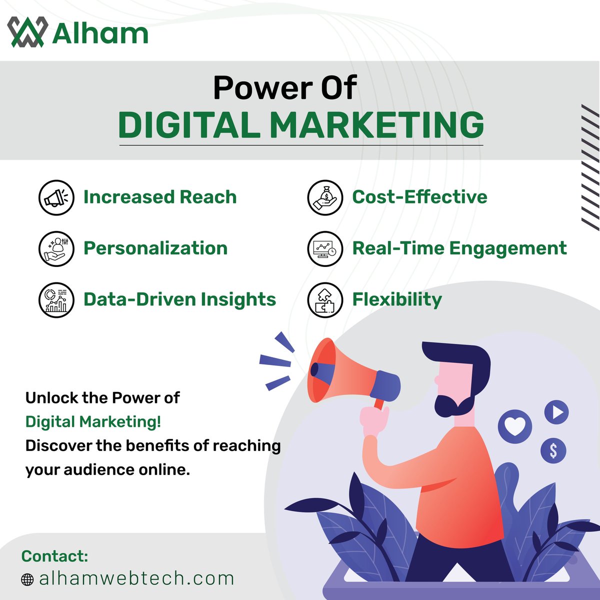 AlhamWebtech's tweet image. Unlock the Power of Digital Marketing! Discover the benefits of reaching your audience online. 
#AlhamWebtech
#DigitalMarketing #BusinessGrowth #OnlineSuccess #MarketingStrategy #GrowYourBusiness #OnlinePresence #DigitalSuccess
#Vancouver 
#VictoriaBC