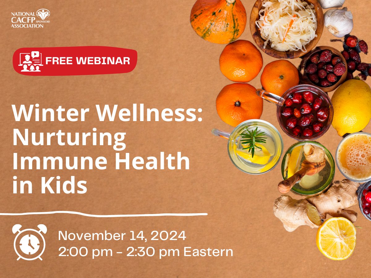 Learn how to convert your child care center or family child care home into a fortress of wellness by adding delicious recipes to your menu and fun games to keep young bodies in top working order with next month's free webinar.

Register today: info.cacfp.org/ap/Events/Regi…