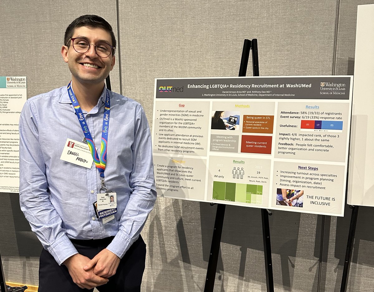 IDEAS at Department of Medicine (@washumedideas) on Twitter photo Congratulations to <a href="/WashUMedIMRes/">WashU Medicine Internal Medicine Residency</a> and #OUTmed leader for Resident Recruitment, <a href="/DanielArroyo/">Daniel Arroyo Ariza</a>, for presenting a poster on “Enhancing LGBTQ+ Residency Recruitment at WashU Med” at the 2024 <a href="/WashUAcadEd/">WashU Academy of Educators</a> #EducationDay <a href="/WashUDeptMed/">WashU Medicine Department of Medicine</a> Congratulations to <a href="/WashUMedIMRes/">WashU Medicine Internal Medicine Residency</a> and #OUTmed leader for Resident Recruitment, <a href="/DanielArroyo/">Daniel Arroyo Ariza</a>, for presenting a poster on “Enhancing LGBTQ+ Residency Recruitment at WashU Med” at the 2024 <a href="/WashUAcadEd/">WashU Academy of Educators</a> #EducationDay <a href="/WashUDeptMed/">WashU Medicine Department of Medicine</a>